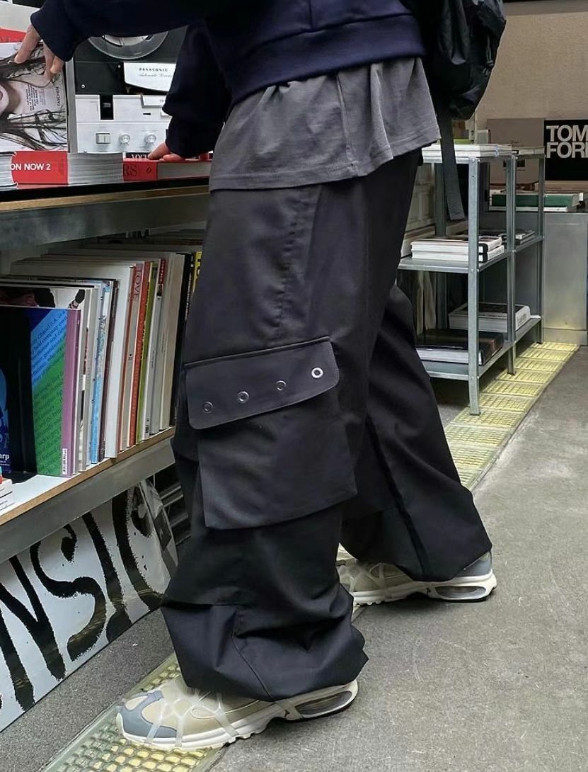 淨色工裝鬆身褲 P2765