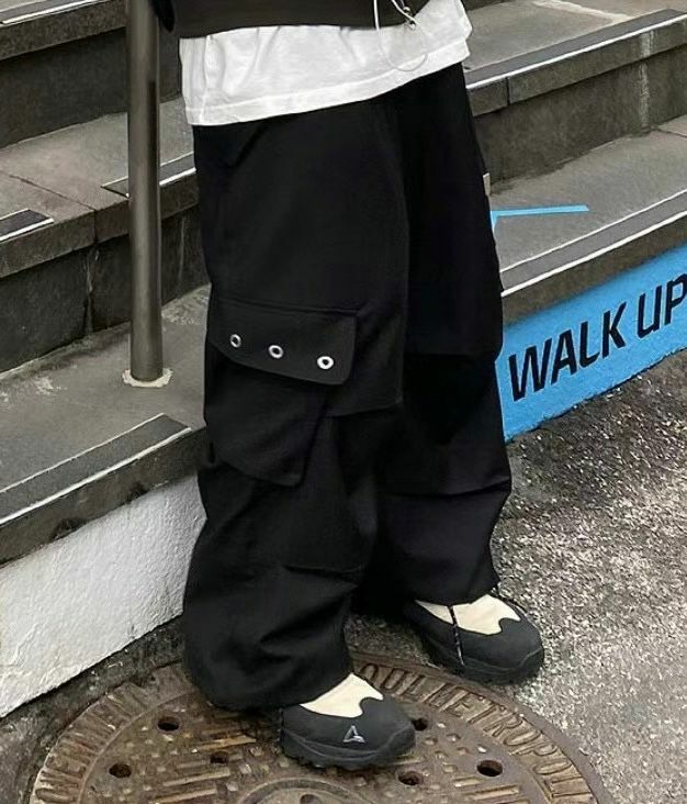 淨色工裝鬆身褲 P2765