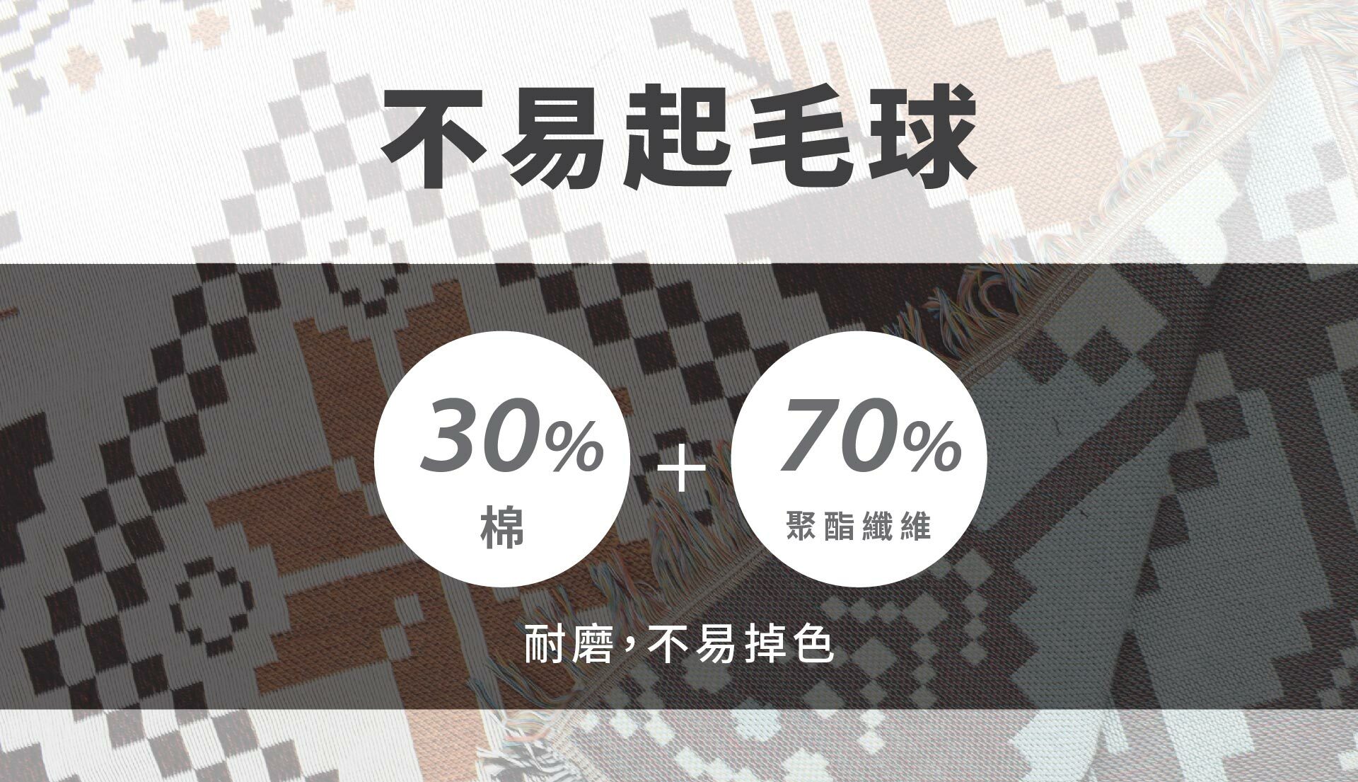 萬用毯材質30%棉、70%聚脂纖維