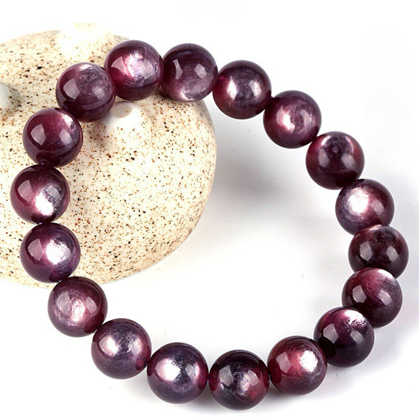 【藏寶】紫鋰雲母/紫葡萄雙貓眼雲母水晶手鍊/水晶手串