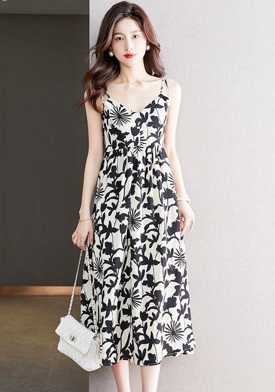 印花L/2XL【零碼出清不退換】印花雙吊帶洋裝