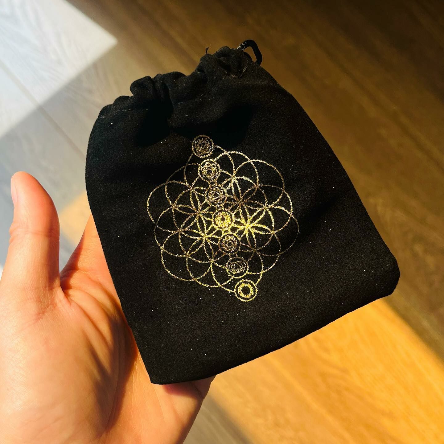 [原石] 生命之花七脈輪.無邊際生命之花.三螺旋 靈性圖騰 絨布收納袋