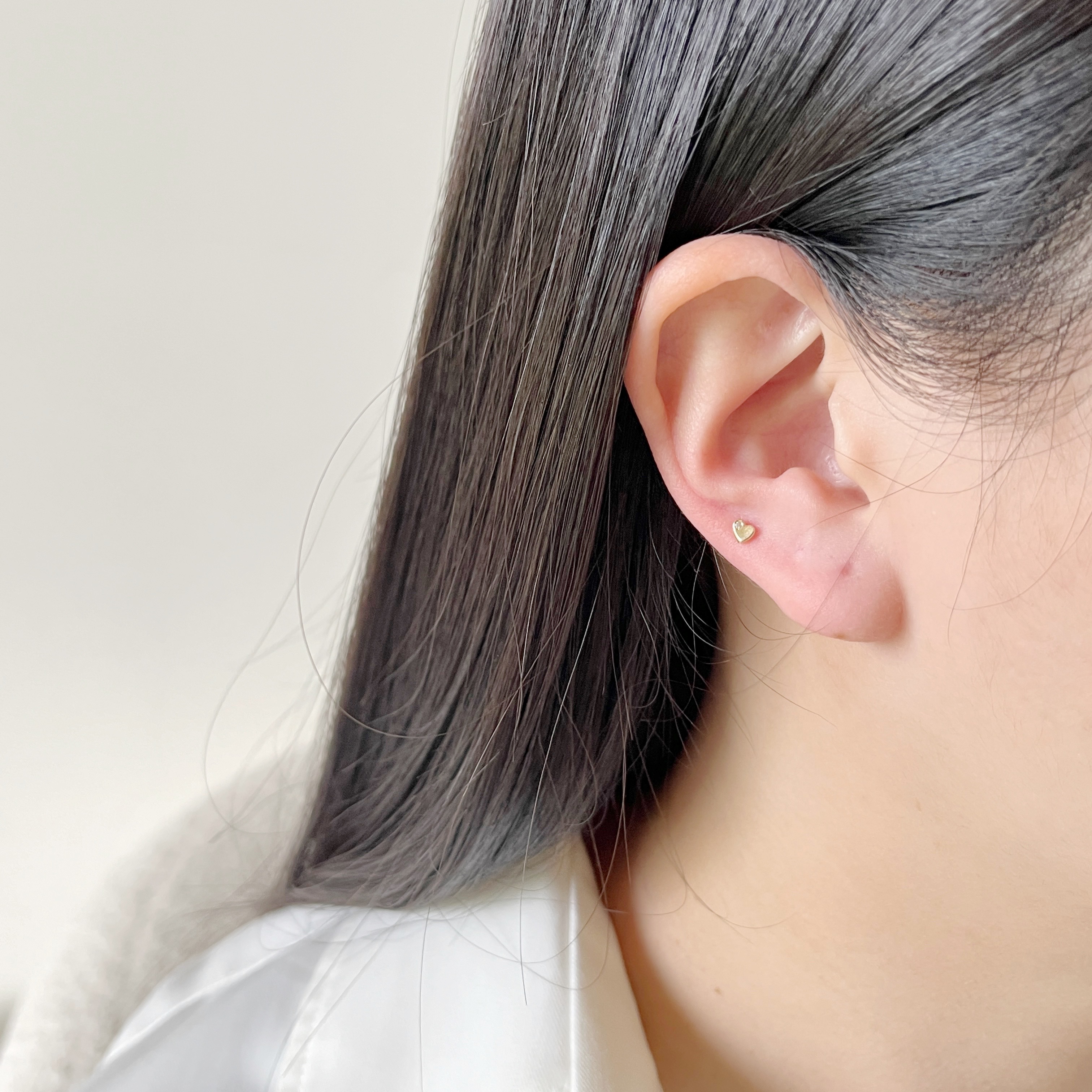 14k迷你愛心小鋯石轉珠耳環