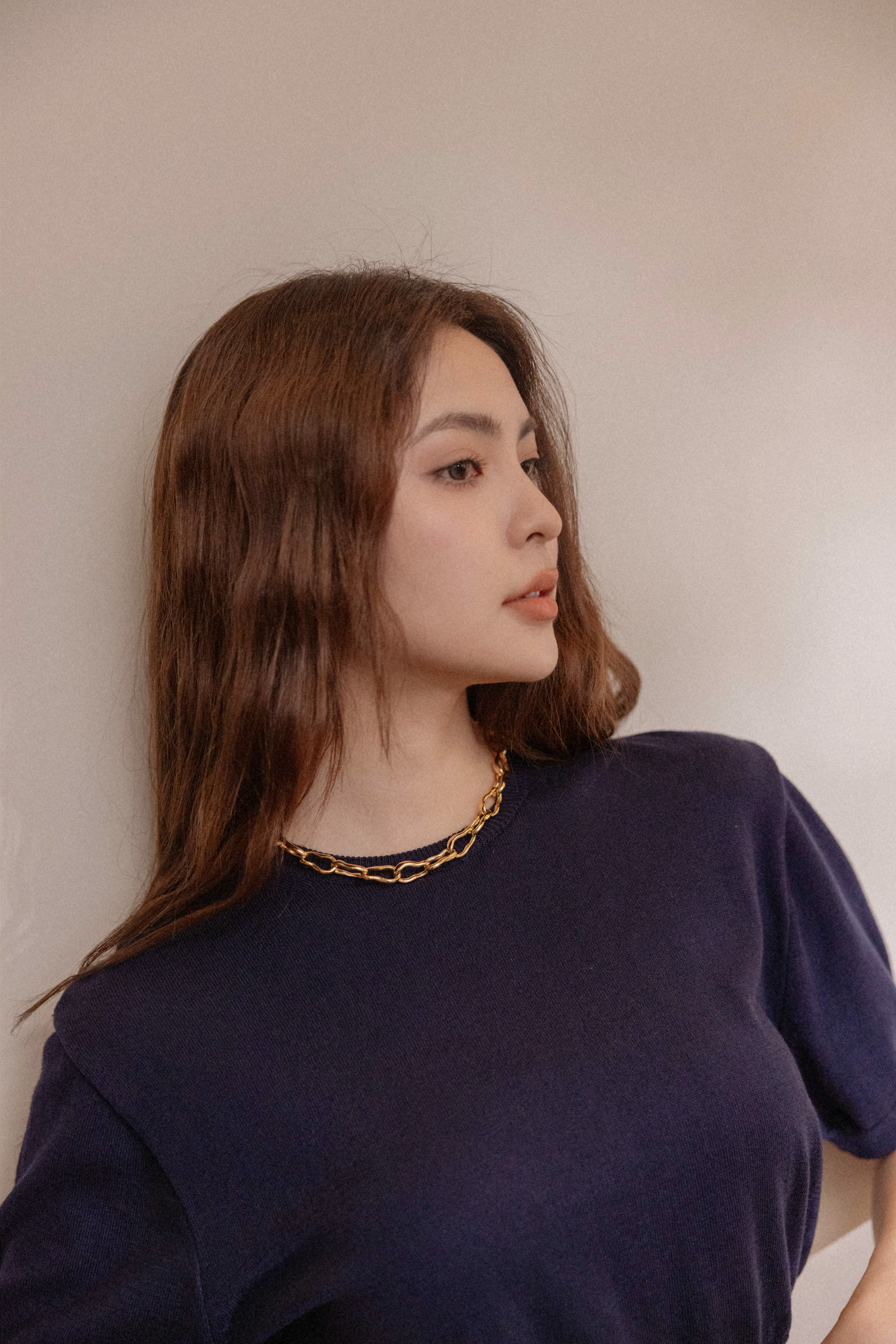 Melt · 簡約不規則鎖鏈項鍊（金色）