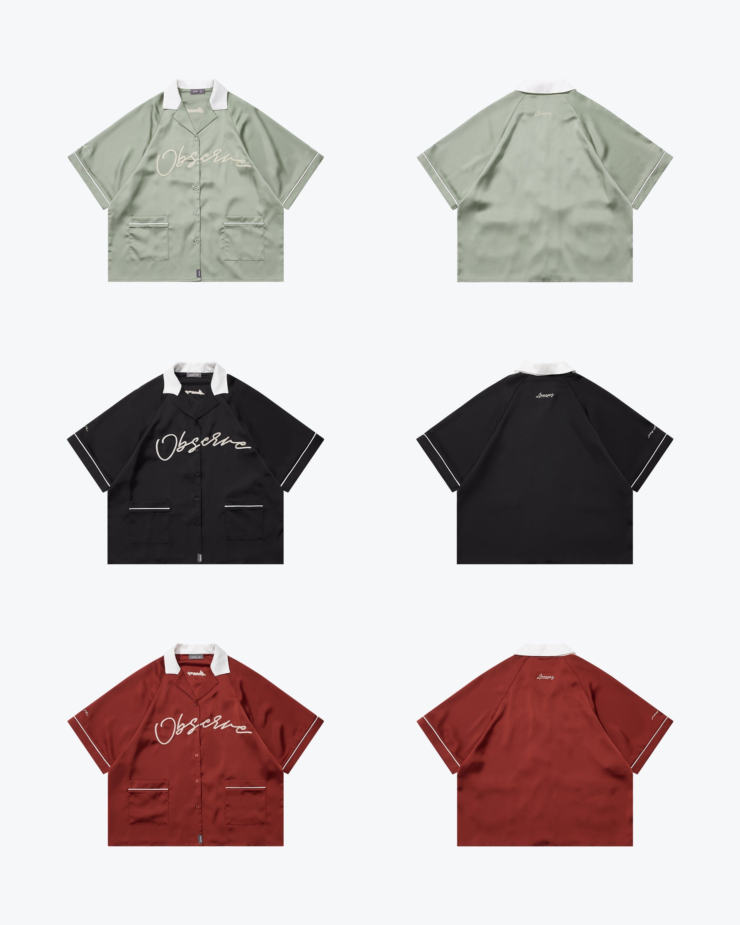 SENSE EMBROIDERY BOWLING SHIRT