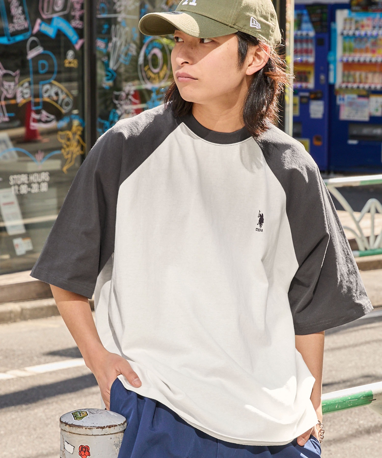 🇯🇵 U.S. POLO ASSN. 拼接 撞色 落肩 短T 短袖 五分袖 男女 / 現貨