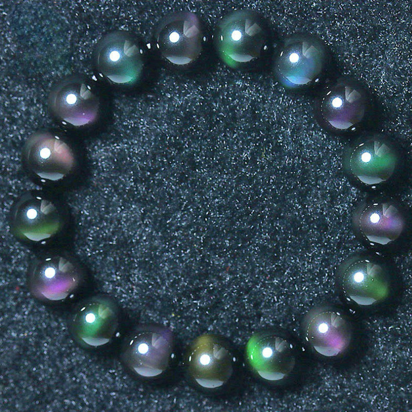 【藏寶】墨西哥珍藏級黑曜石-彩眼水晶手鍊/水晶手串