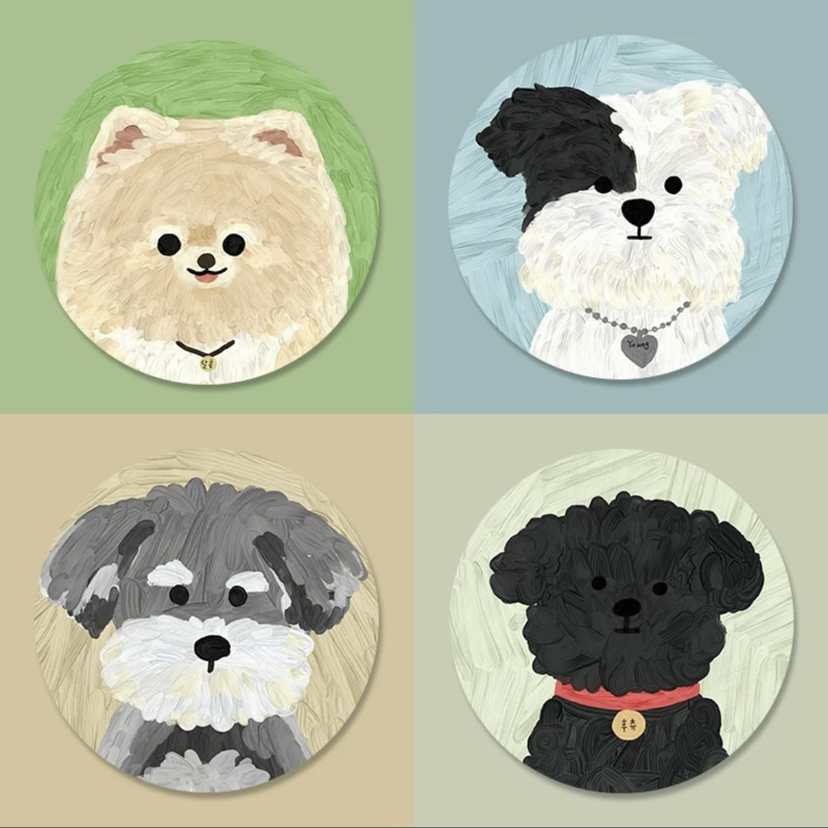 《41260》♾️萌寵狗狗系列圓型滑鼠墊