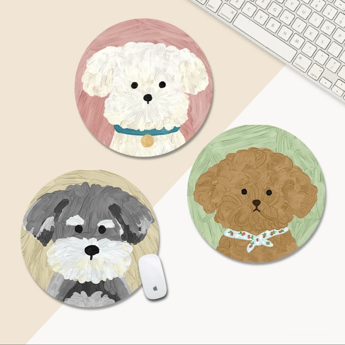 《41260》♾️萌寵狗狗系列圓型滑鼠墊