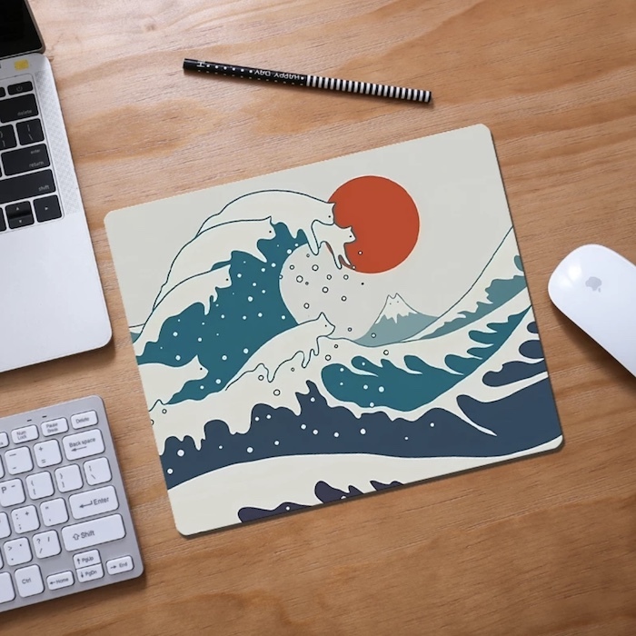 《41262》♾️富士山浮世繪喵喵滑鼠墊