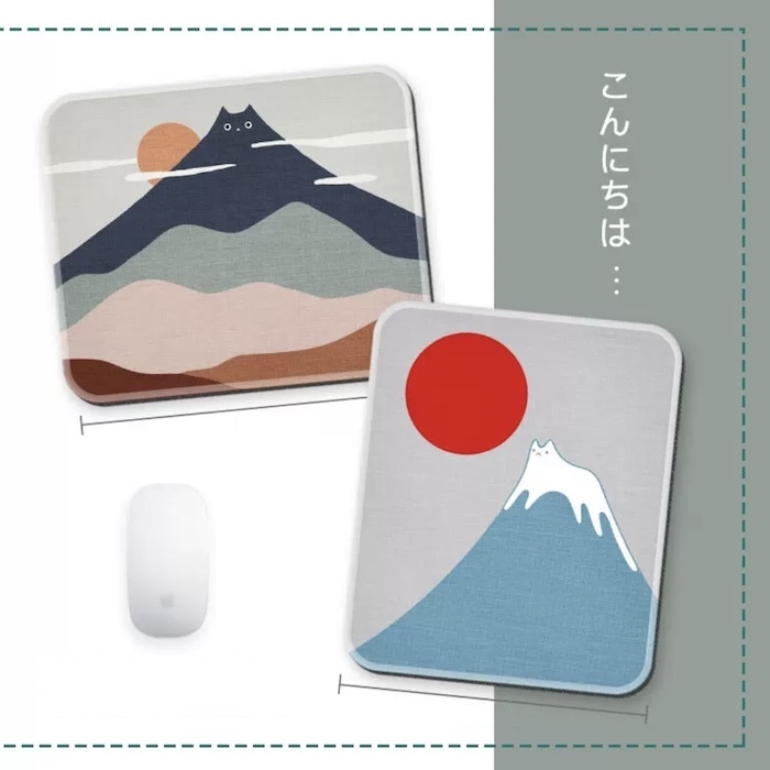 《41262》♾️富士山浮世繪喵喵滑鼠墊