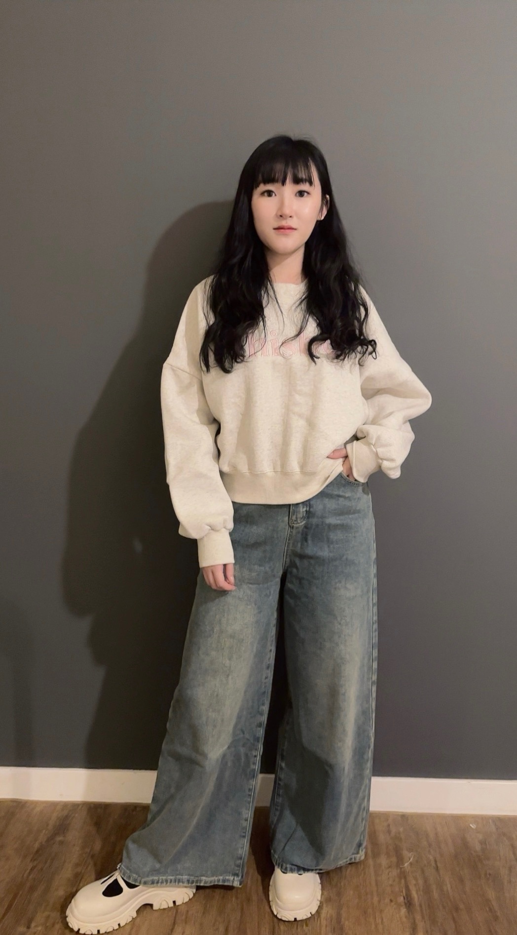 闊版微洗水牛仔褲(現貨)