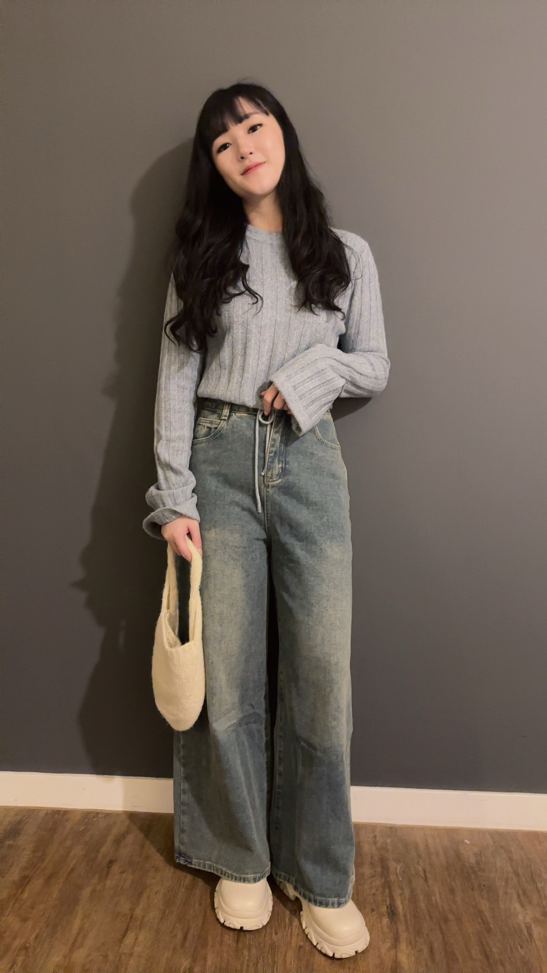 闊版微洗水牛仔褲(現貨)