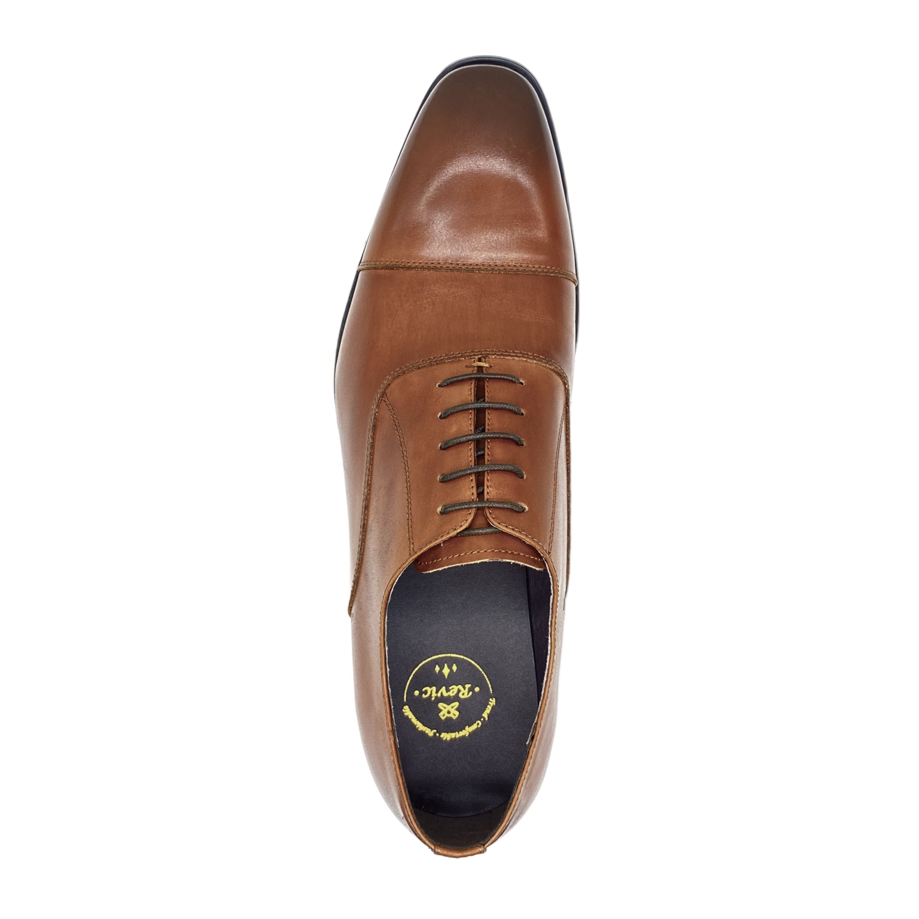 Revic 男裝皮鞋 | OF-24BR｜啡色橫式牛津皮鞋