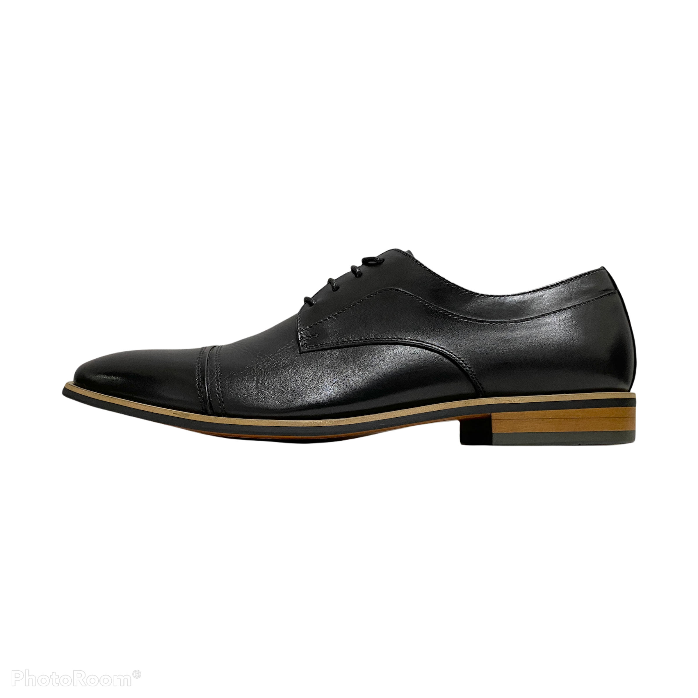 Revic 男裝皮鞋 | OF-20BK |  黑色橫式德比皮鞋