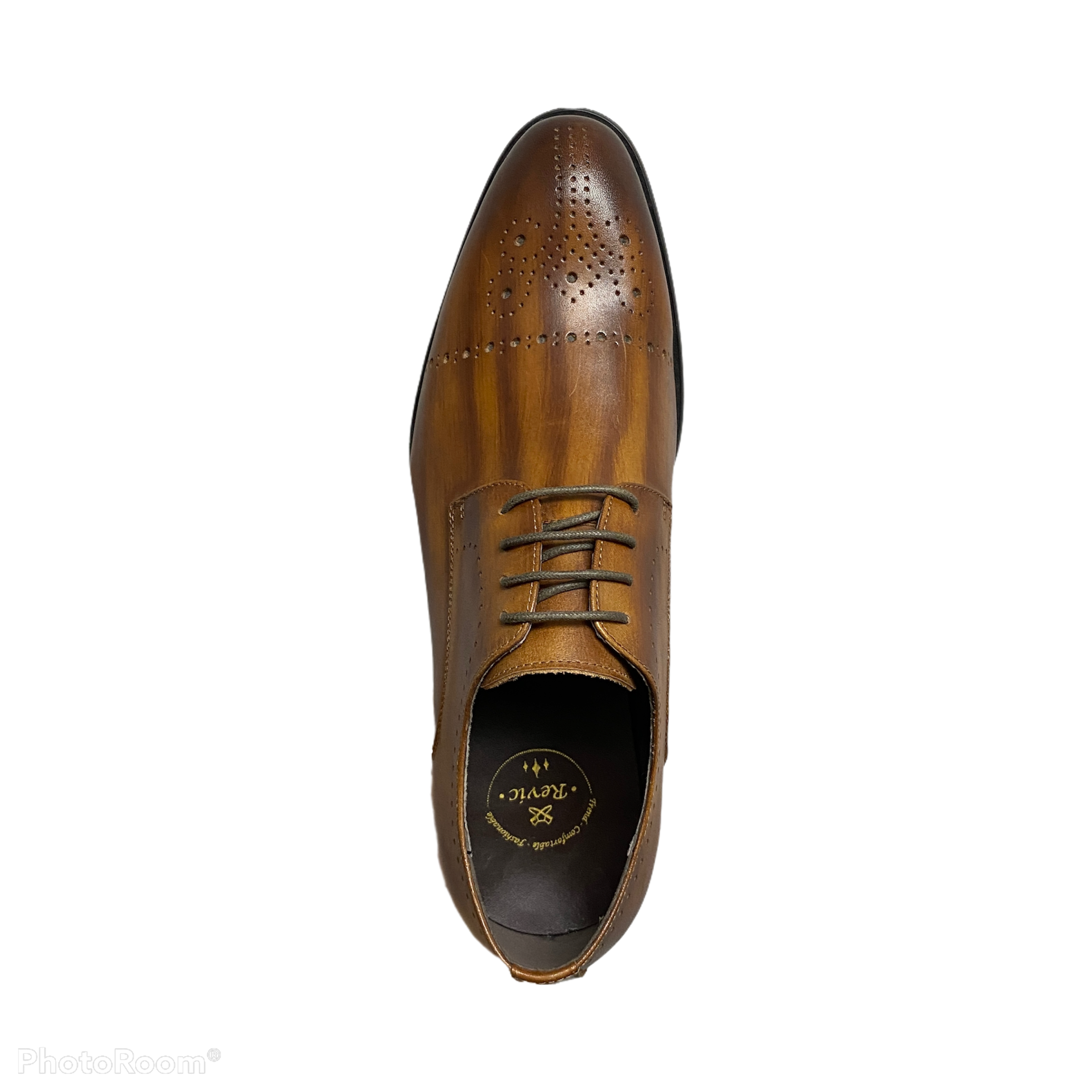 Revic 男裝皮鞋 | OF-2|  啡色雕花德比皮鞋