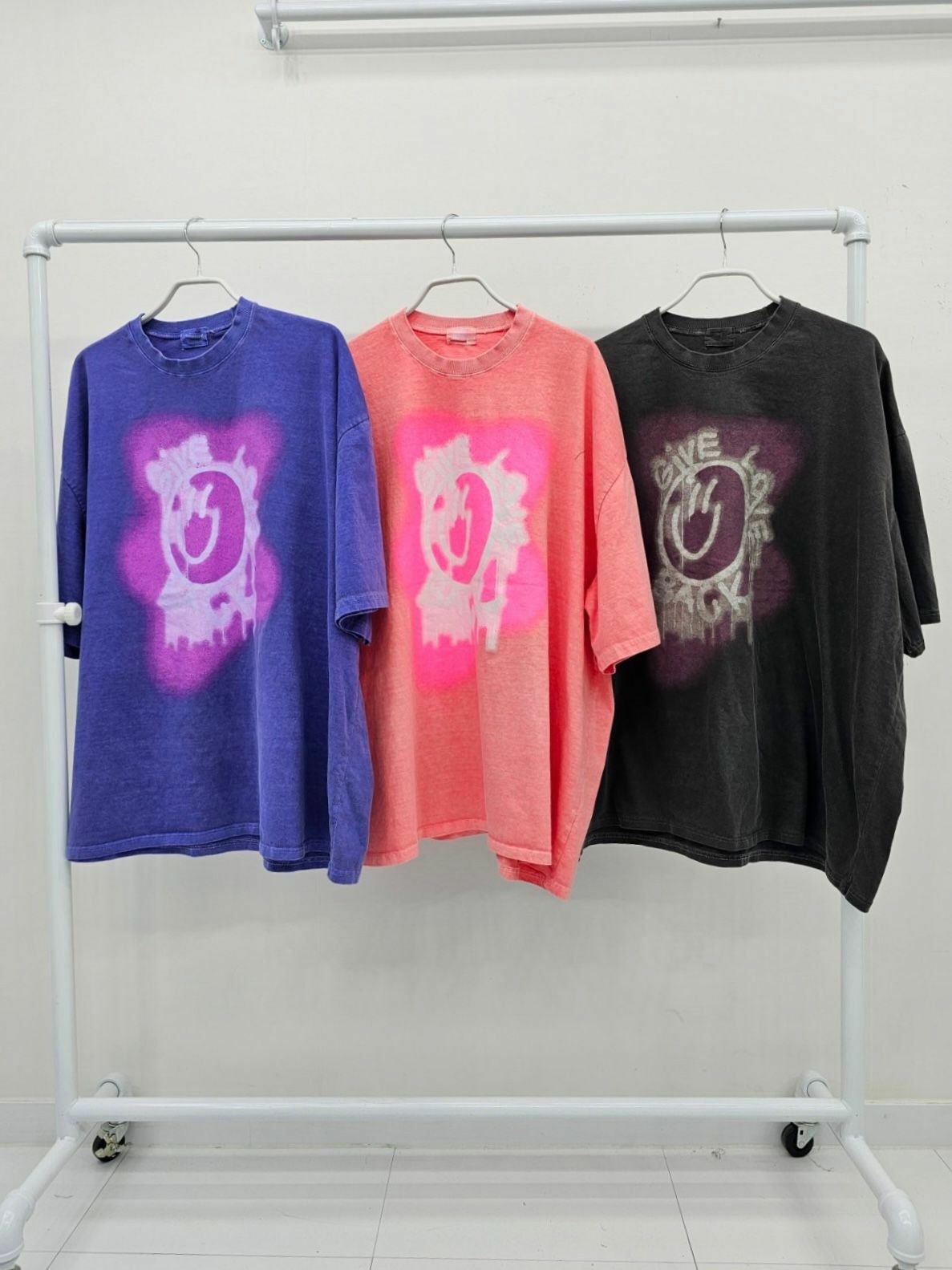 洗水笑哈哈圖案英文字短袖Tee T5402