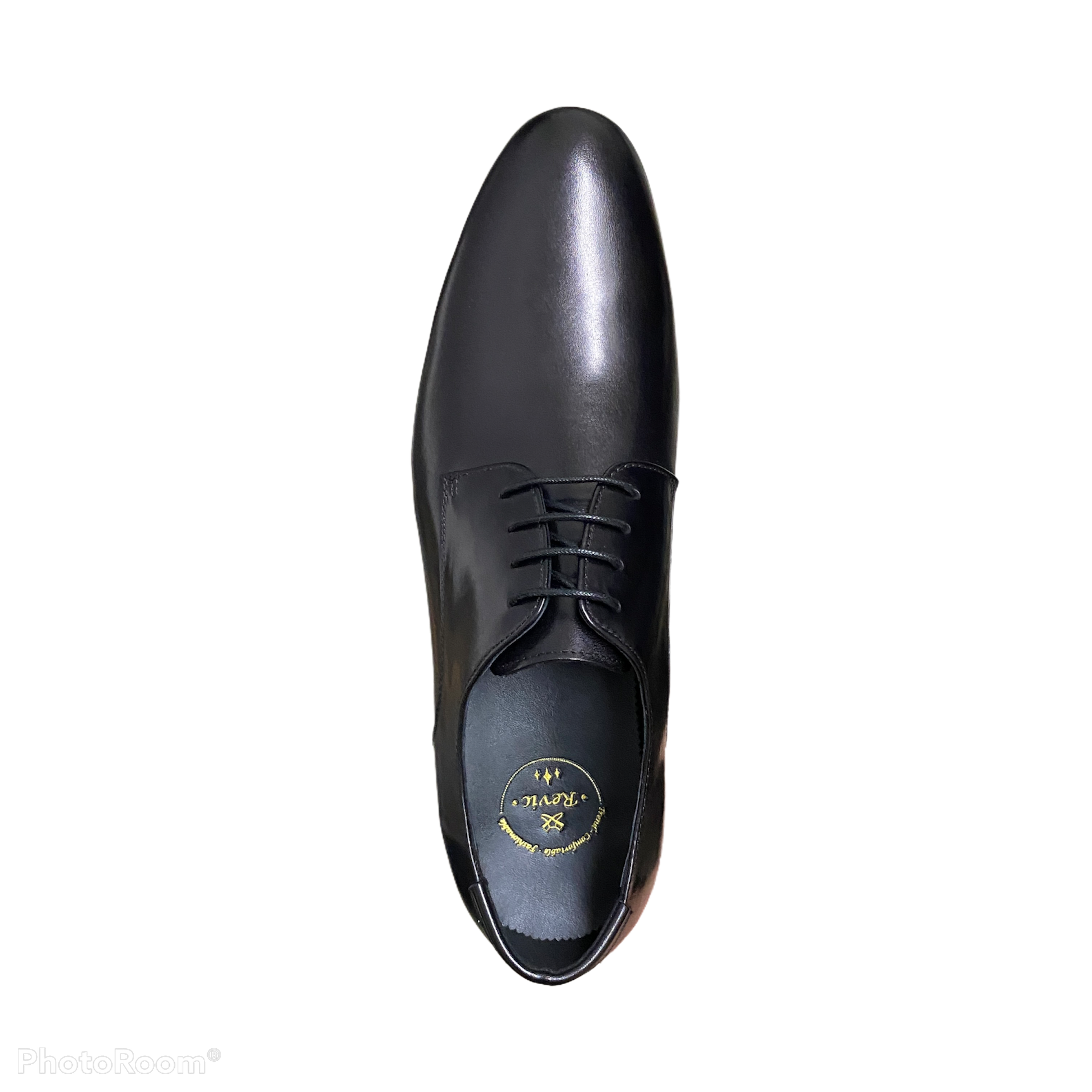 Revic 男裝皮鞋｜OF-11BK｜黑色素面德比皮鞋