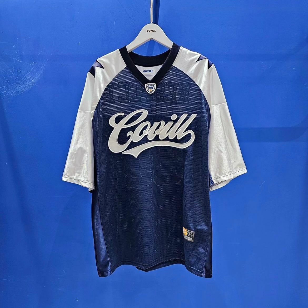 OverSizeV領拼色英文字短袖Tee COVILL-092T