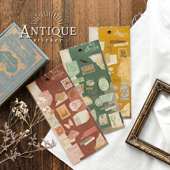 古董拼貼系列 箔押 霧面PET貼紙 ANTIQUE|日本Mind Wave