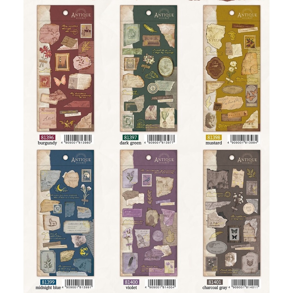 古董拼貼系列 箔押 霧面PET貼紙 ANTIQUE|日本Mind Wave