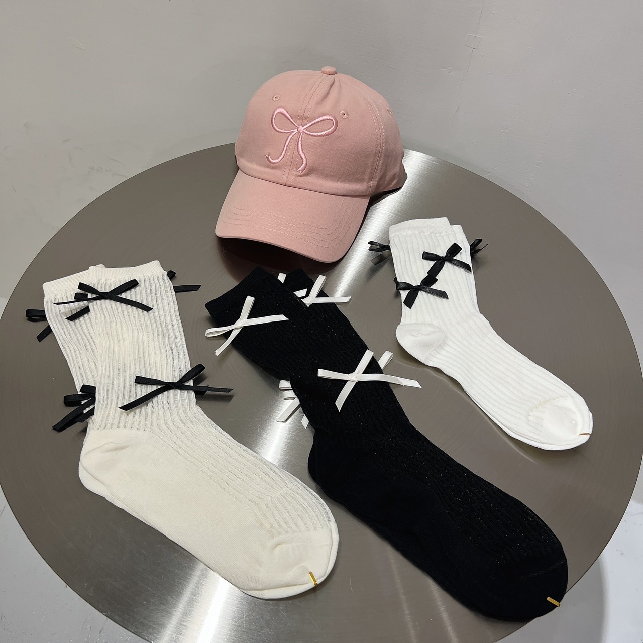 蝴蝶結中筒襪 ins韓系少女堆堆襪日系甜美