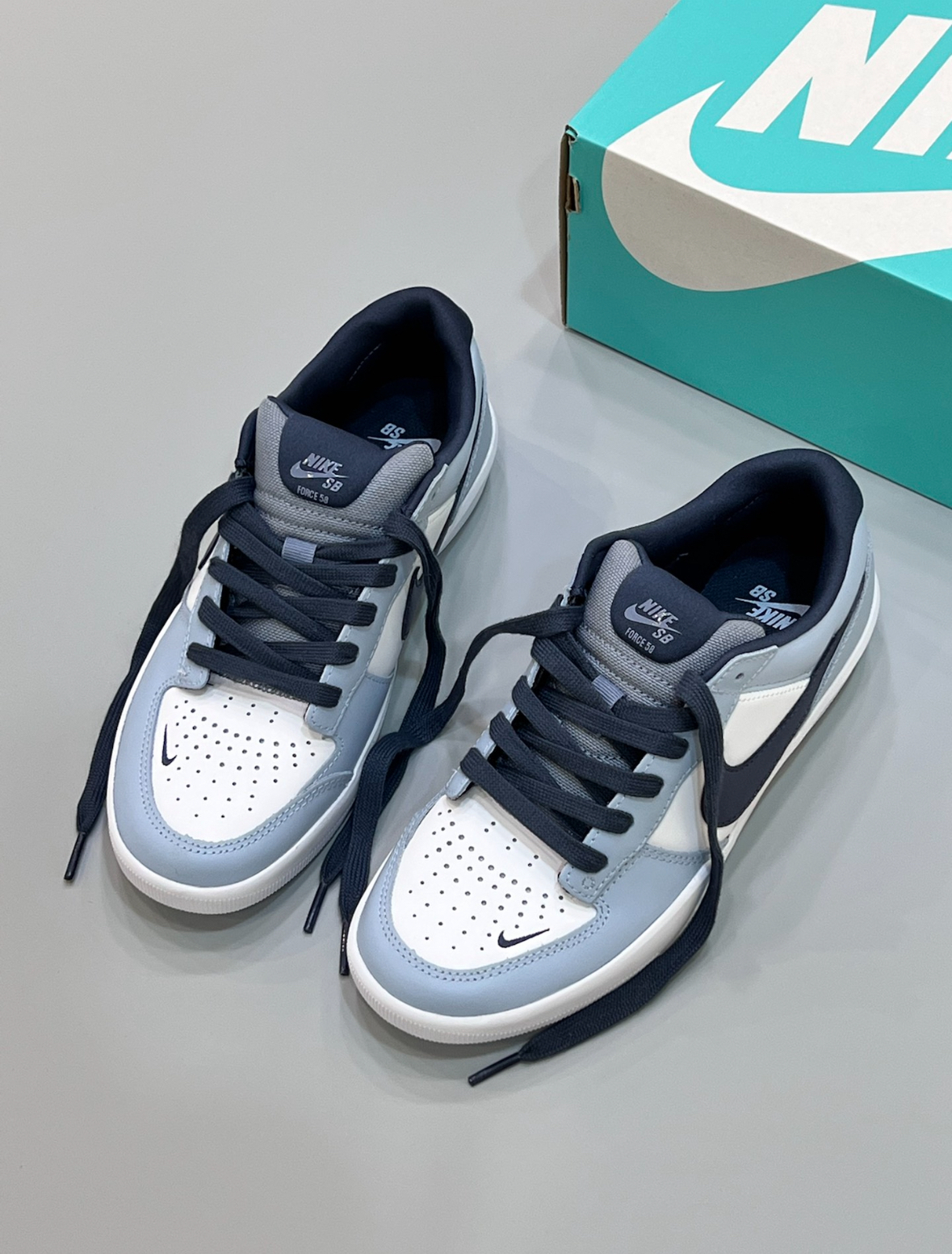 Nike SB Force 58 霧霾藍 藍色 皮革 刺繡 男女款 HJ3489-141/預購