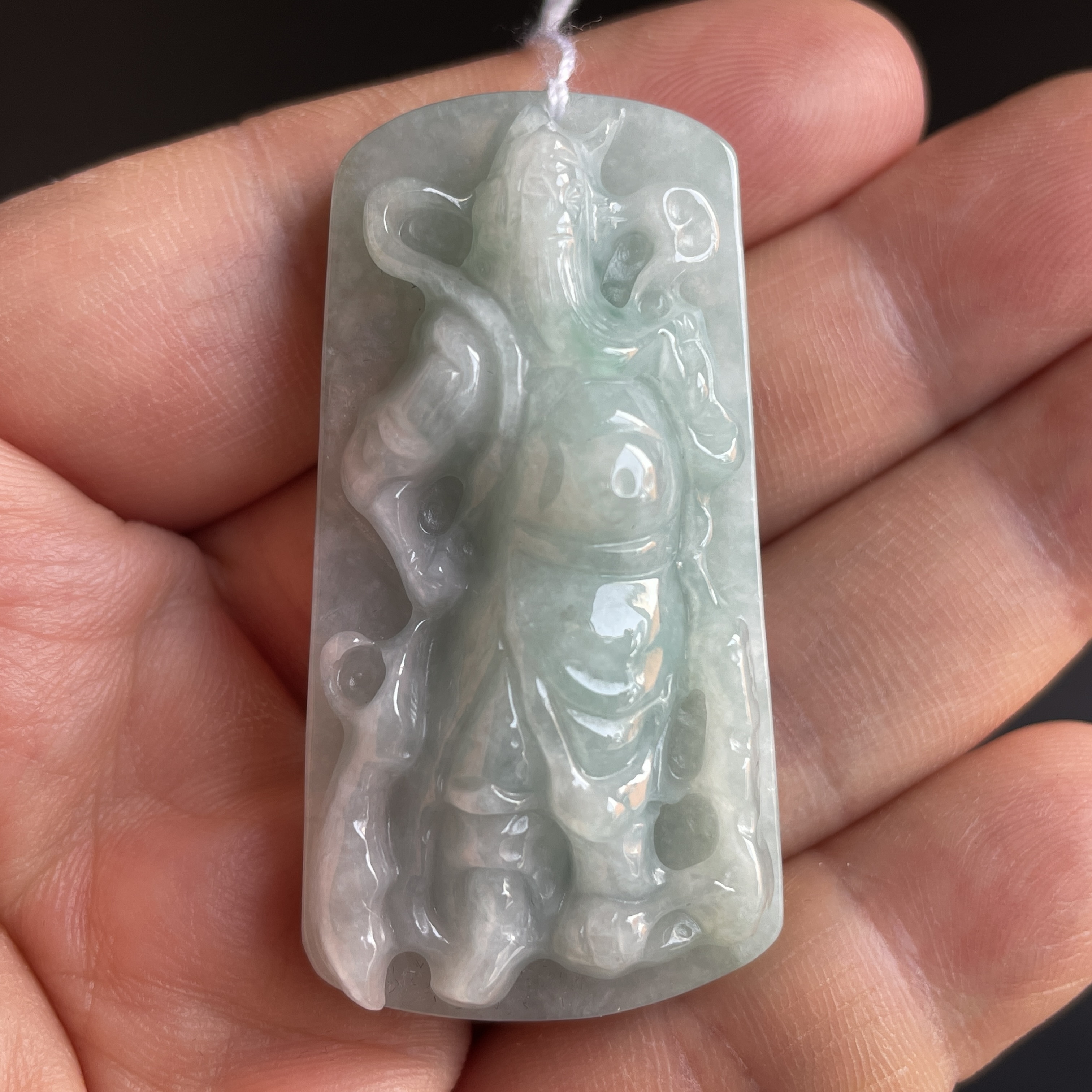 J1047 翡翠冰糯立體關公吊墜