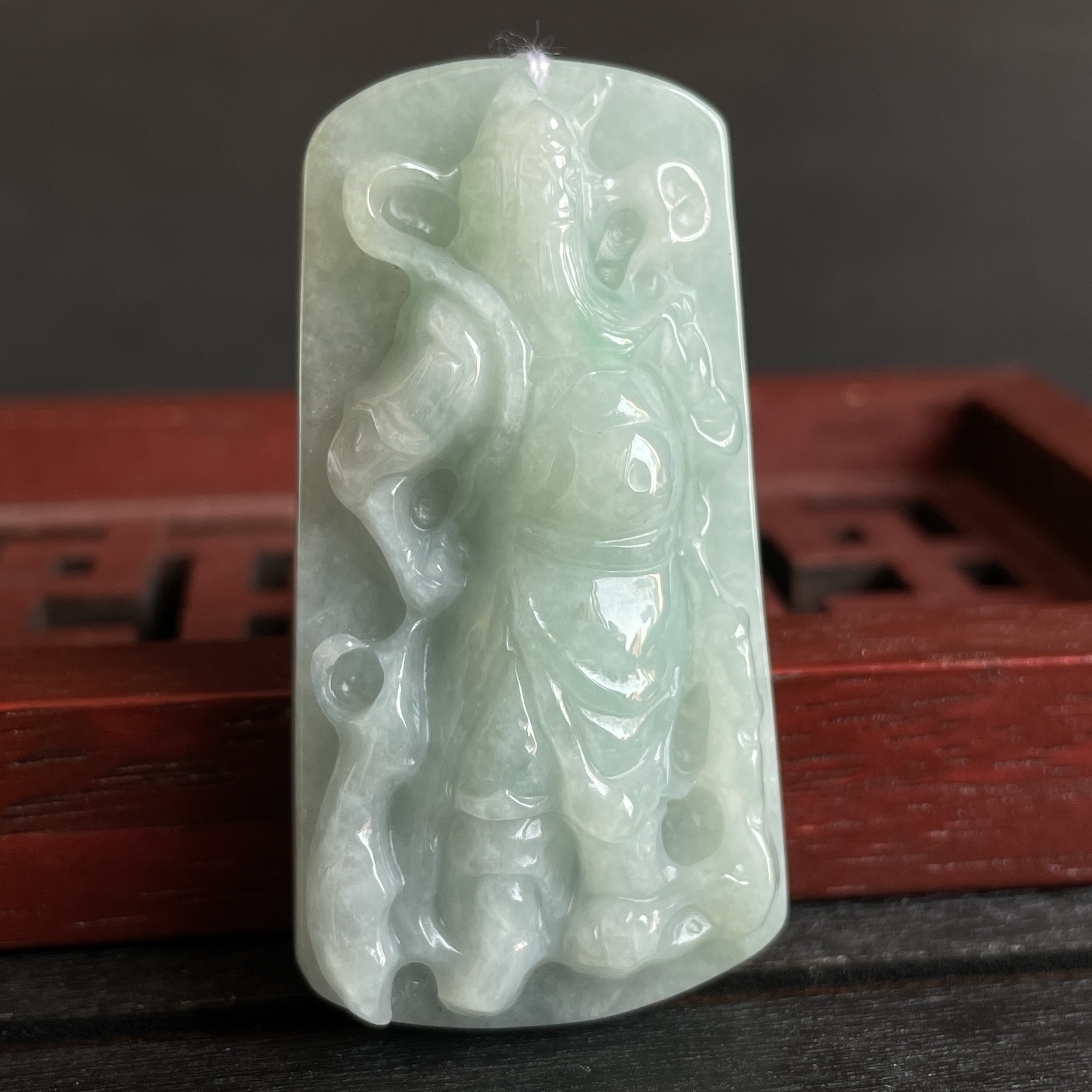 翡翠冰糯立體關公吊墜,天然翡翠A玉, 緬甸玉, Jade, Jadeite