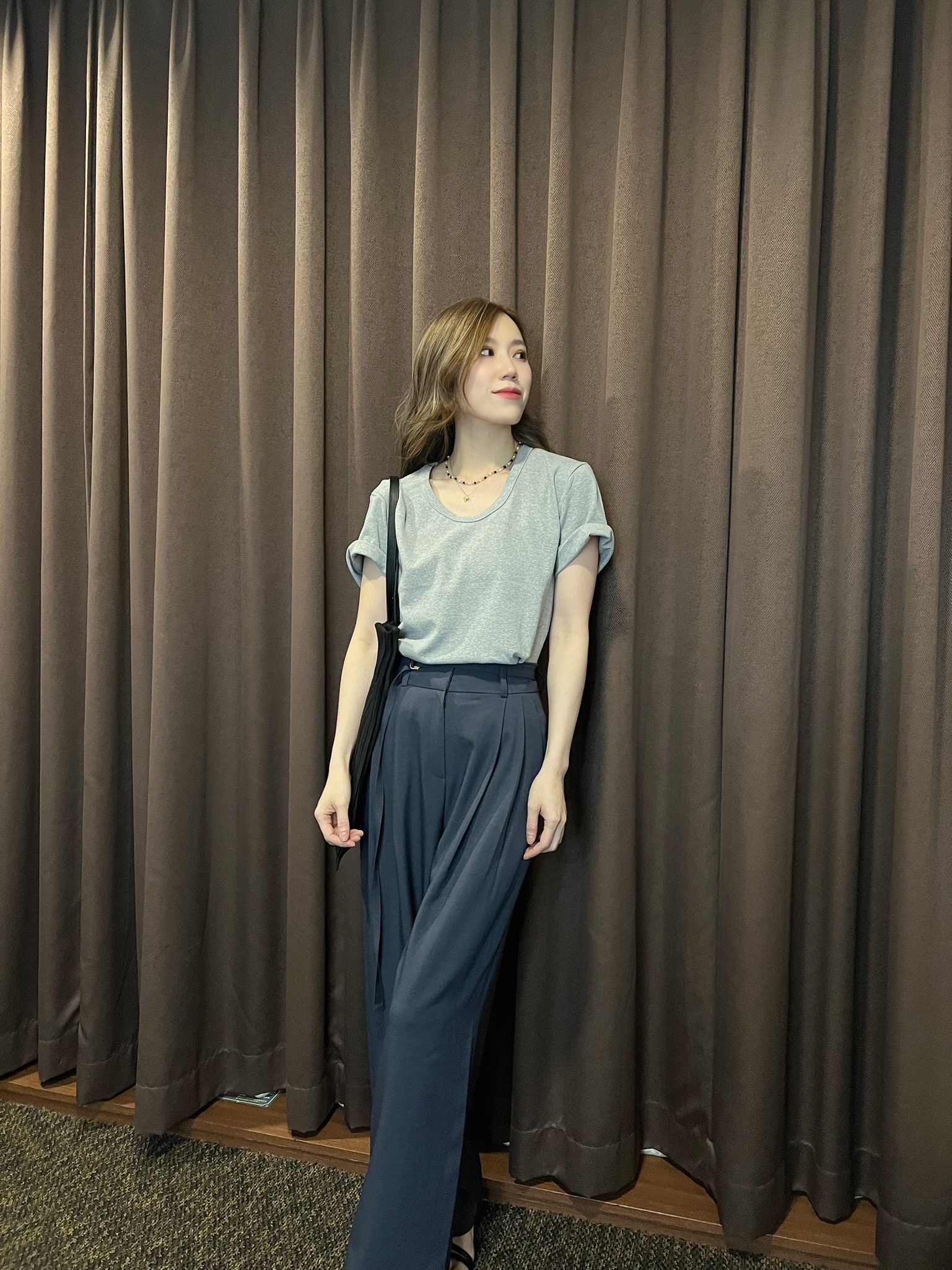 圓領厚磅彈性棉Ｔ