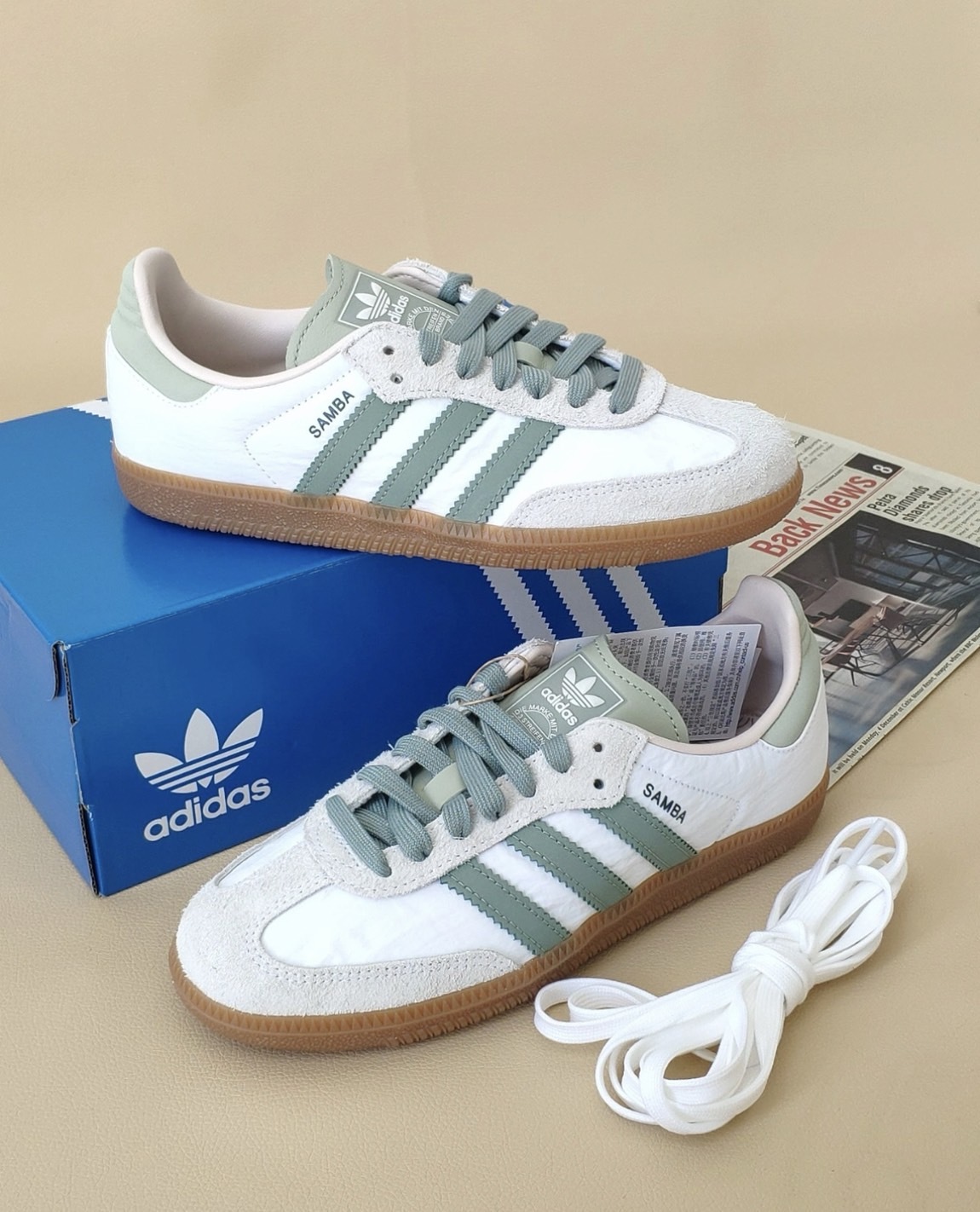 ADIDAS SAMBA OG 焦糖底 白綠