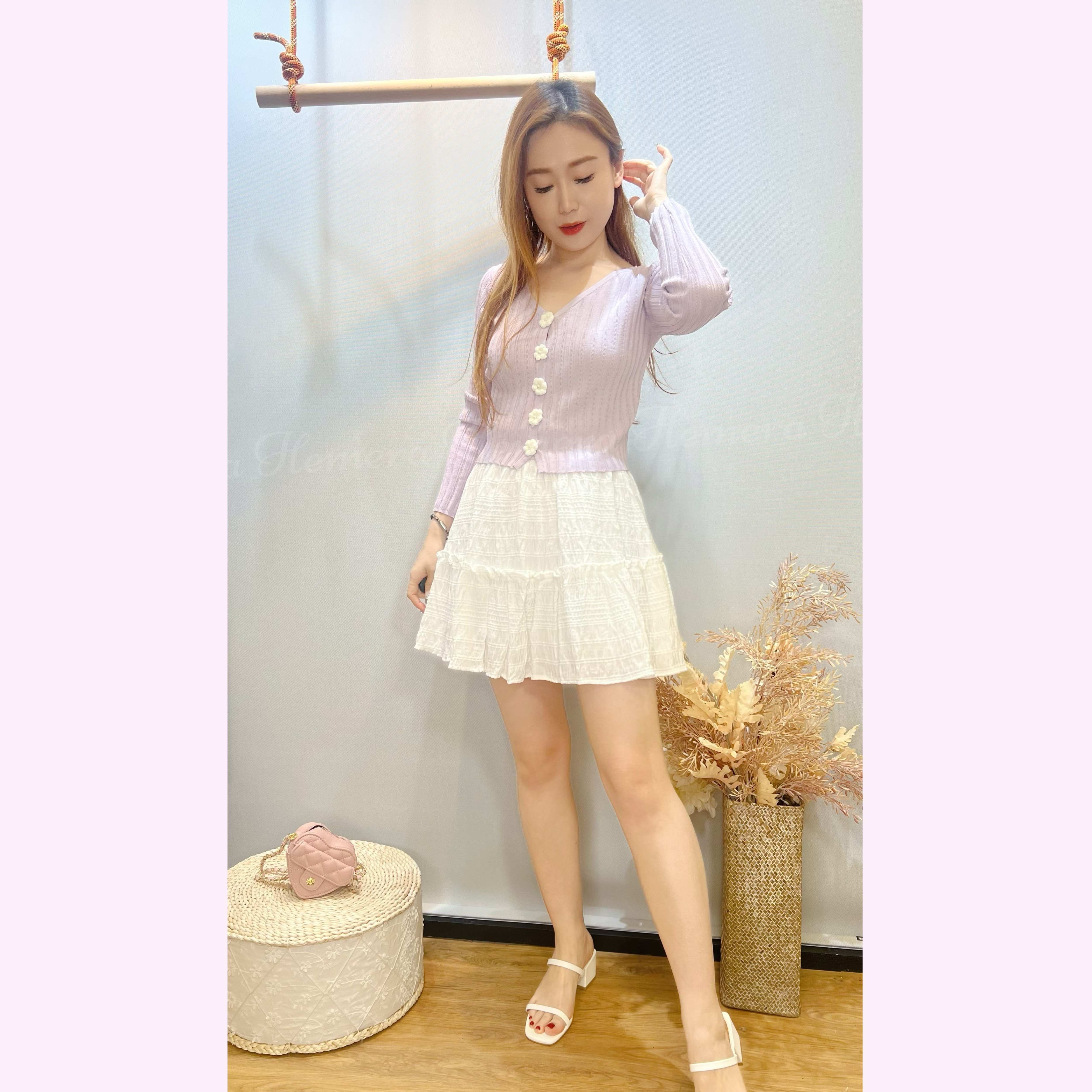 JK24W0427 馬卡龍立體花鈕外套