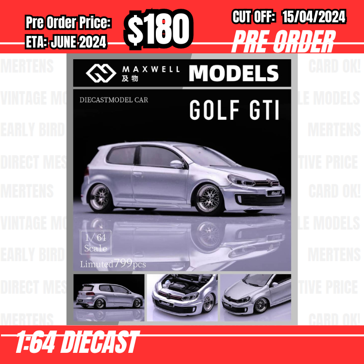 RS-$180  * Maxwell * 1:64 Volkswagen Golf GTI MK6 silver w/BBS Wheels [OD13/04]
