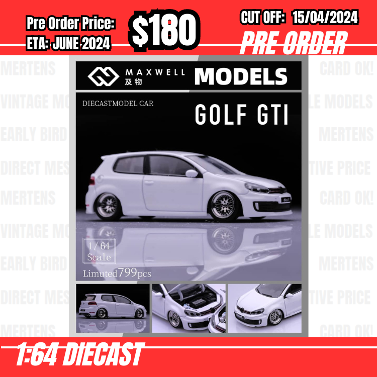 RS-$180  * Maxwell * 1:64 Volkswagen Golf GTI MK6 White w/BBS Wheels [OD13/04]