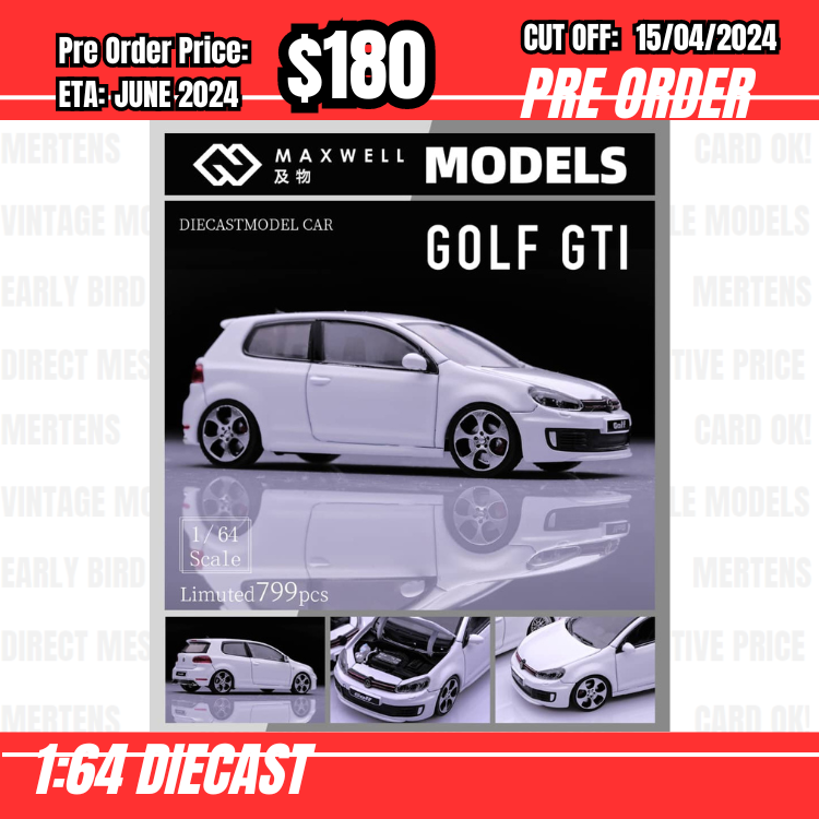 RS-$180  * Maxwell * 1:64 Volkswagen Golf GTI MK6 White [OD13/04]