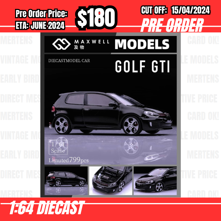 RS-$180  * Maxwell * 1:64 Volkswagen Golf GTI MK6 Black [OD13/04]