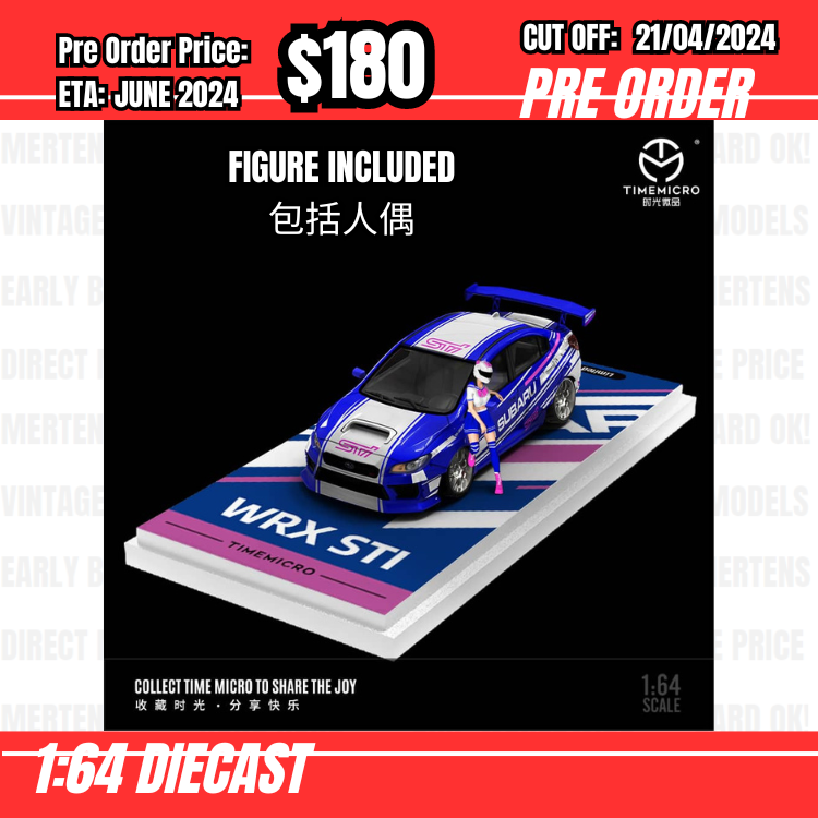 RS-$180  * Time Micro * 1:64 Subaru WRX STI VA 2014 Blue w/figure [OD13/04]