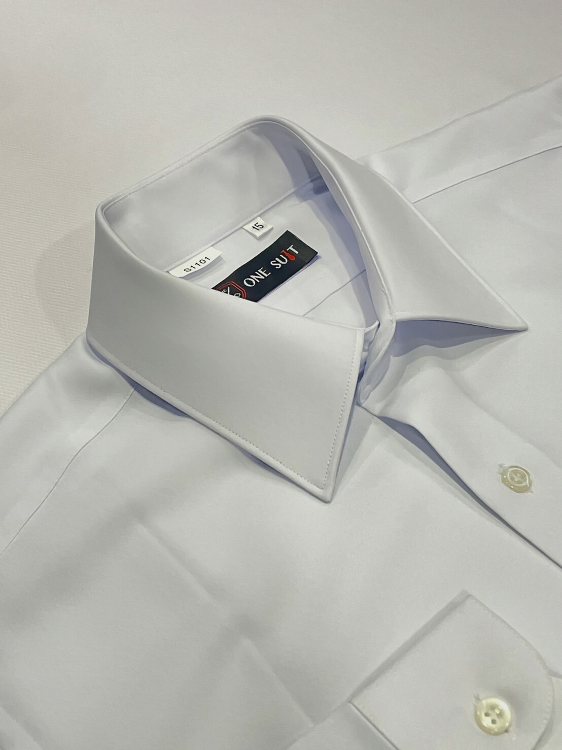白色素面大尺碼男長袖襯衫7