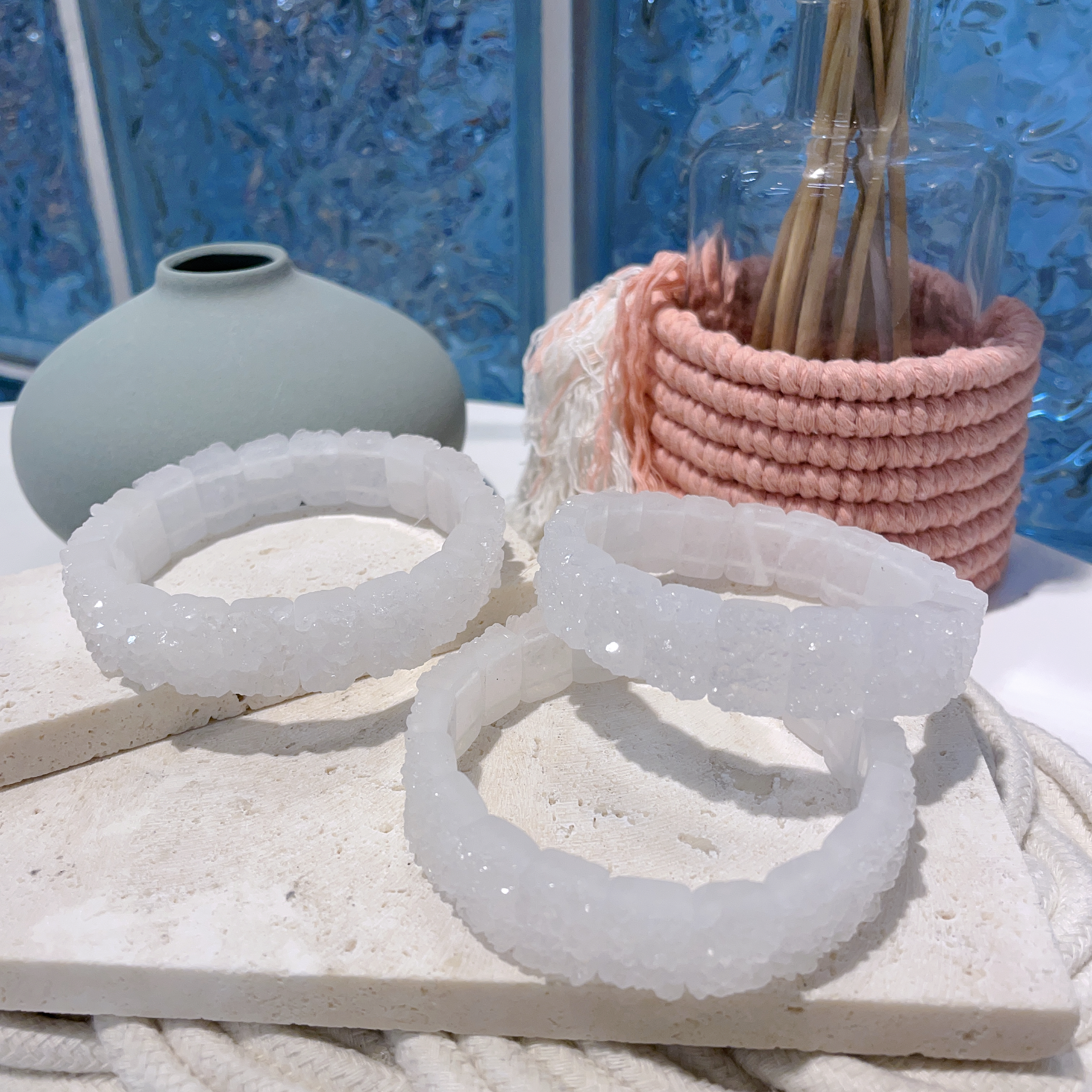 白水晶晶花面手排 14mm