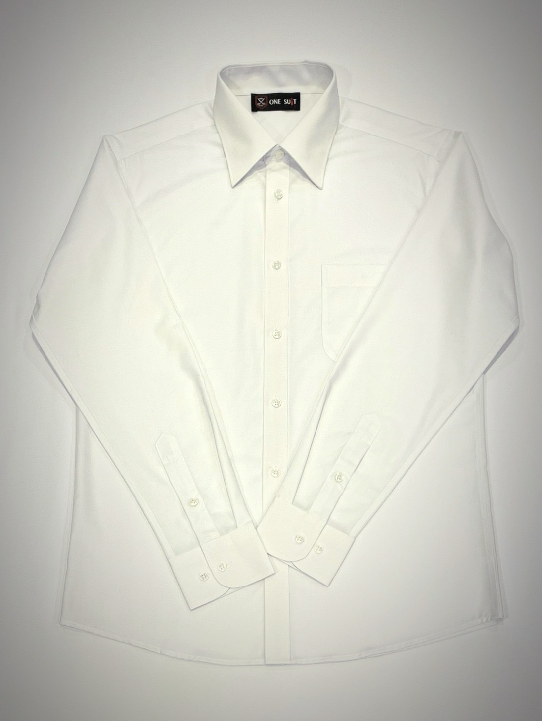 白色素面男長袖襯衫6