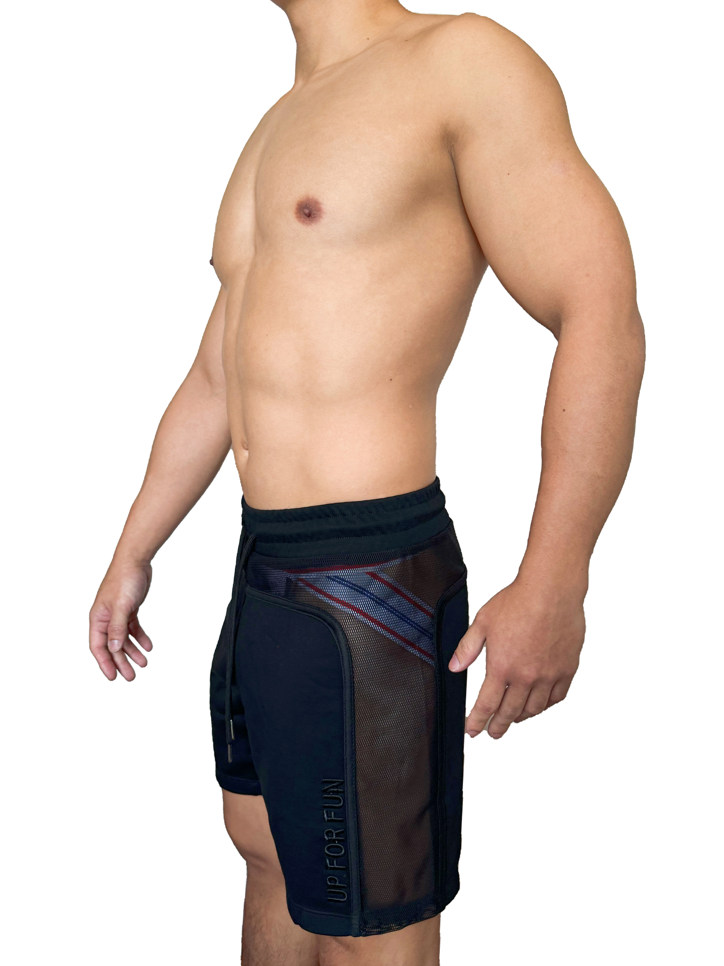 UP For Front 無縫透視棉短褲 極緻黑