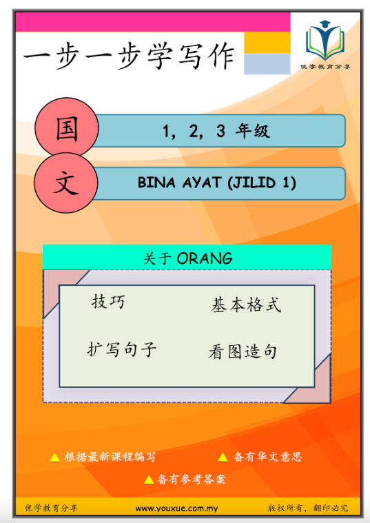 优学教育分享 Tahun 1, 2, 3 Bina Ayat (Jilid 1) 118页 送stabilo 2B笔一盒