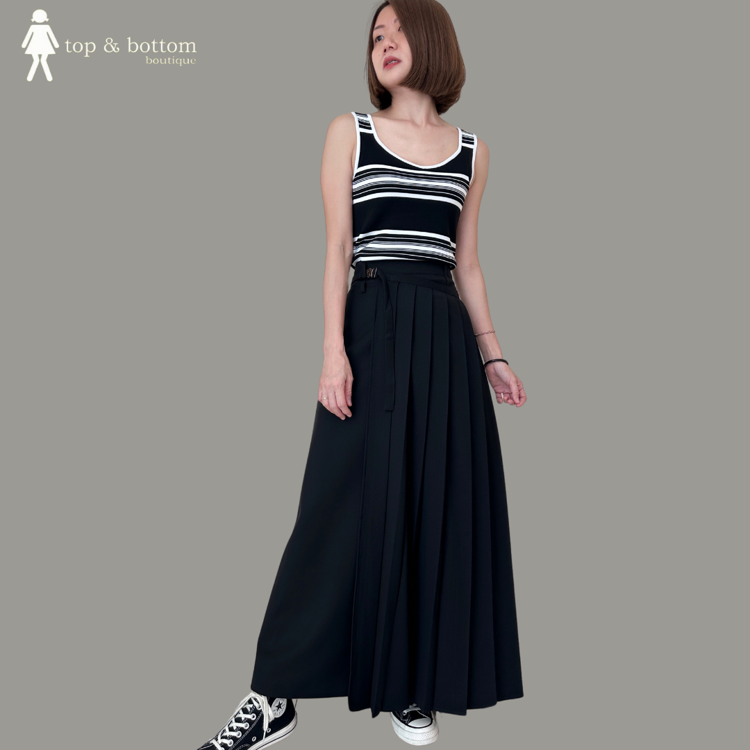 DETACHABLE PLEATS SOLID LONG SKIRT (2PCS)