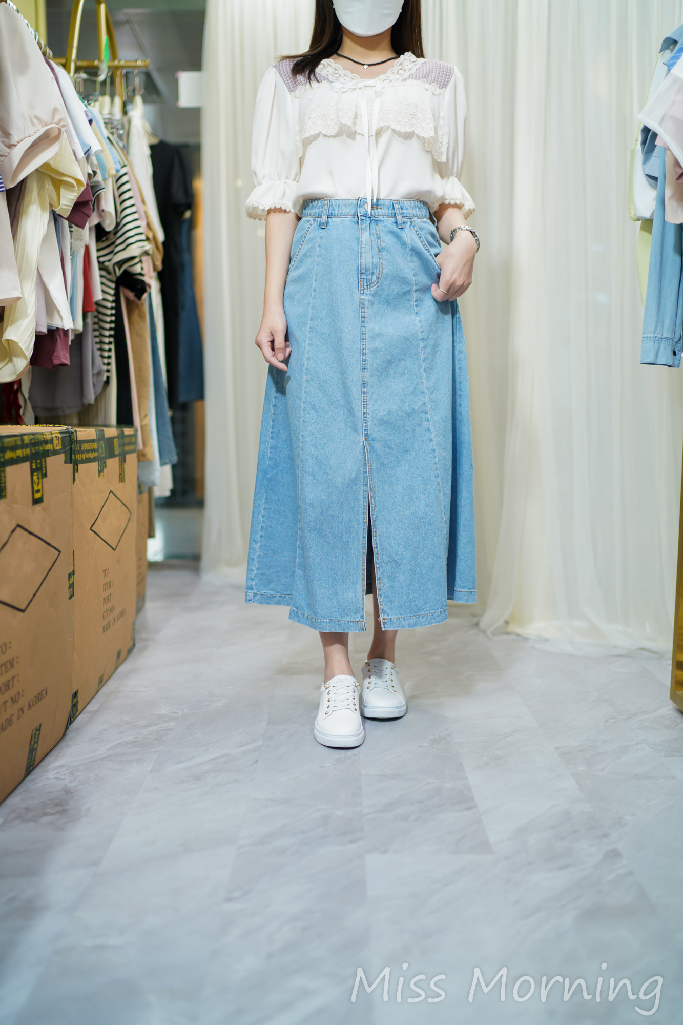 拼格仔肩款上衣(13843)