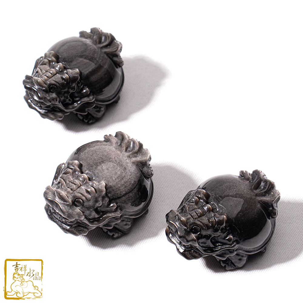 銀沙黑曜石龍龜 66g 化小人