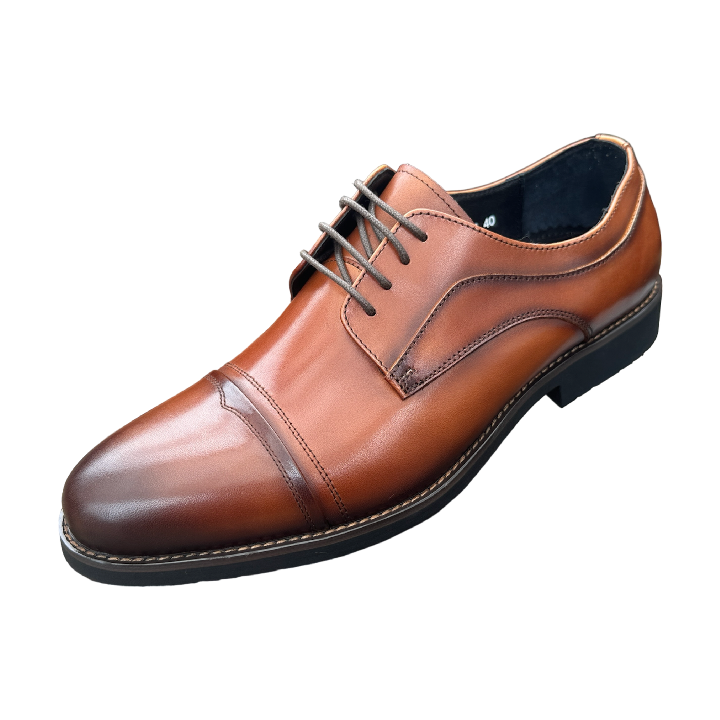 Revic 男裝皮鞋 | CH-28BR | 淺啡色橫式德比皮鞋