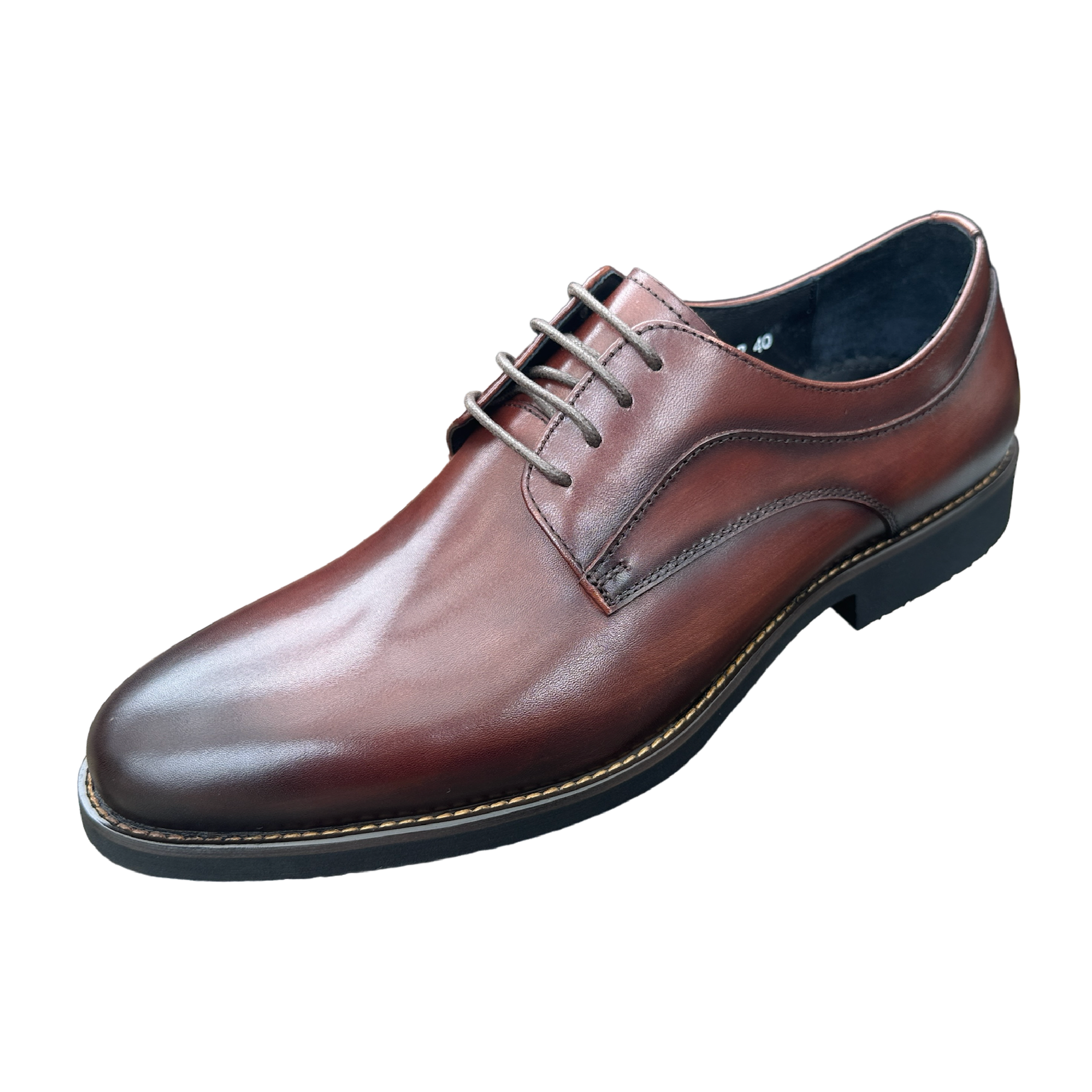 Revic 男裝皮鞋 | CH-27BR | 啡色素面德比皮鞋