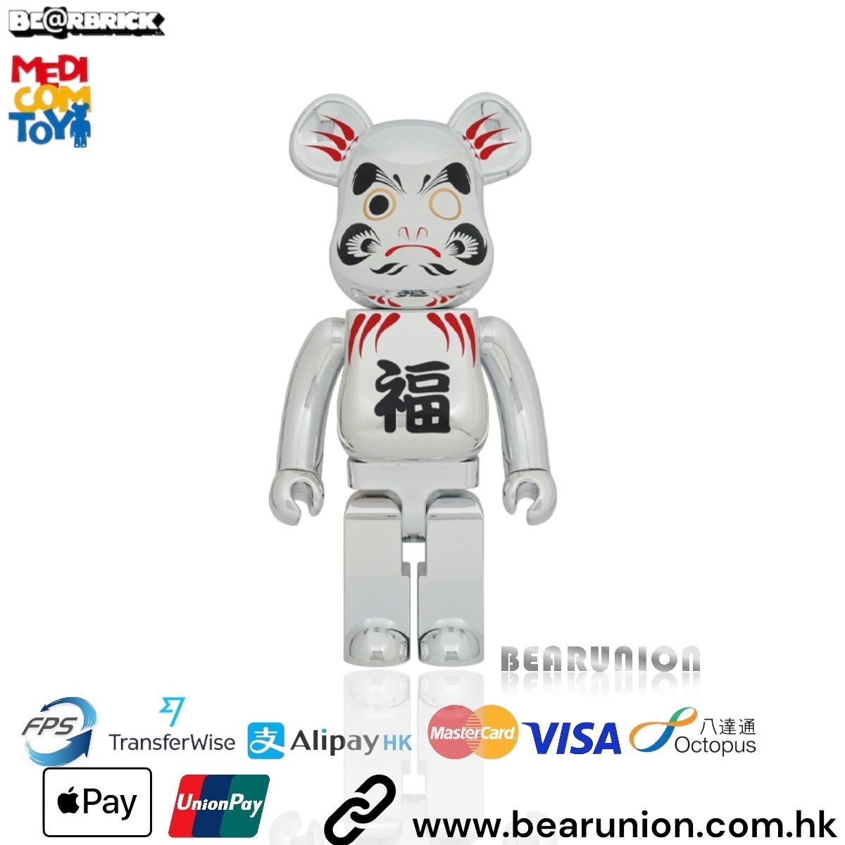🎏預訂🎏BE@RBRICK 達磨 銀メッキ 1000％
