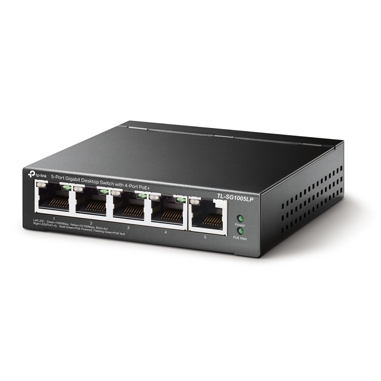 TP-Link 5端口 Gigabit 網路交換機帶 4端口 PoE+ TL-SG1005LP