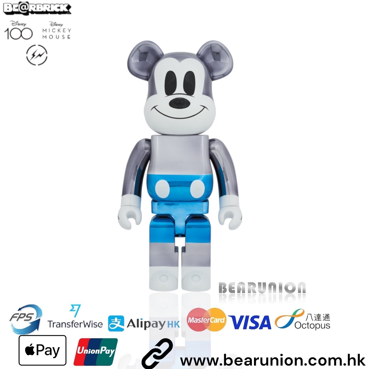 Bearbrick 1000% fragmentdesign MICKEY MOUSE BLUE